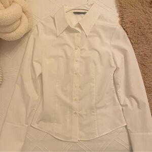 Classic White Button-Up Shirt, Size S